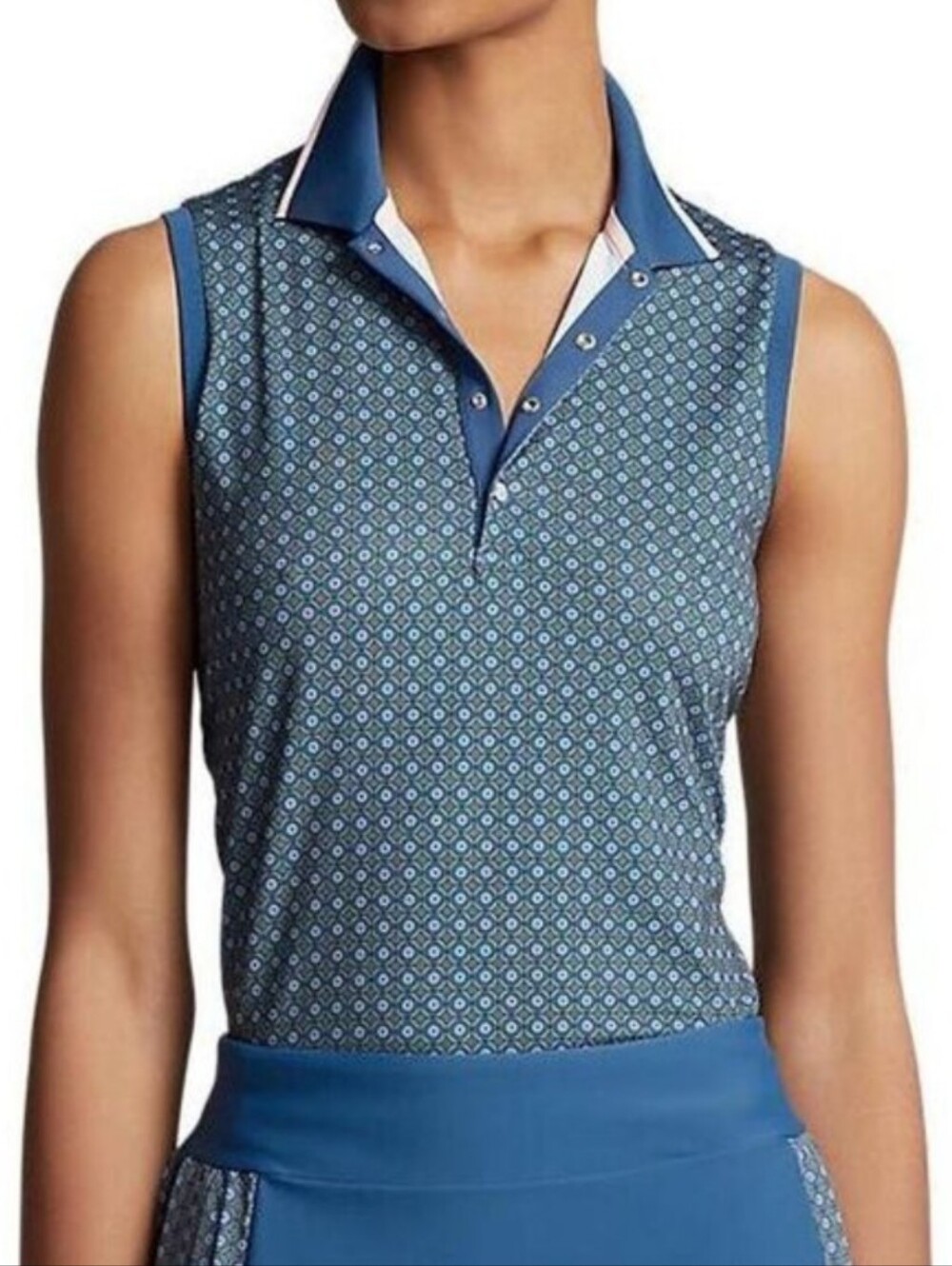 RLX Sleeveless Geometric Polo Athleisure Golf Tennis Pickleball L